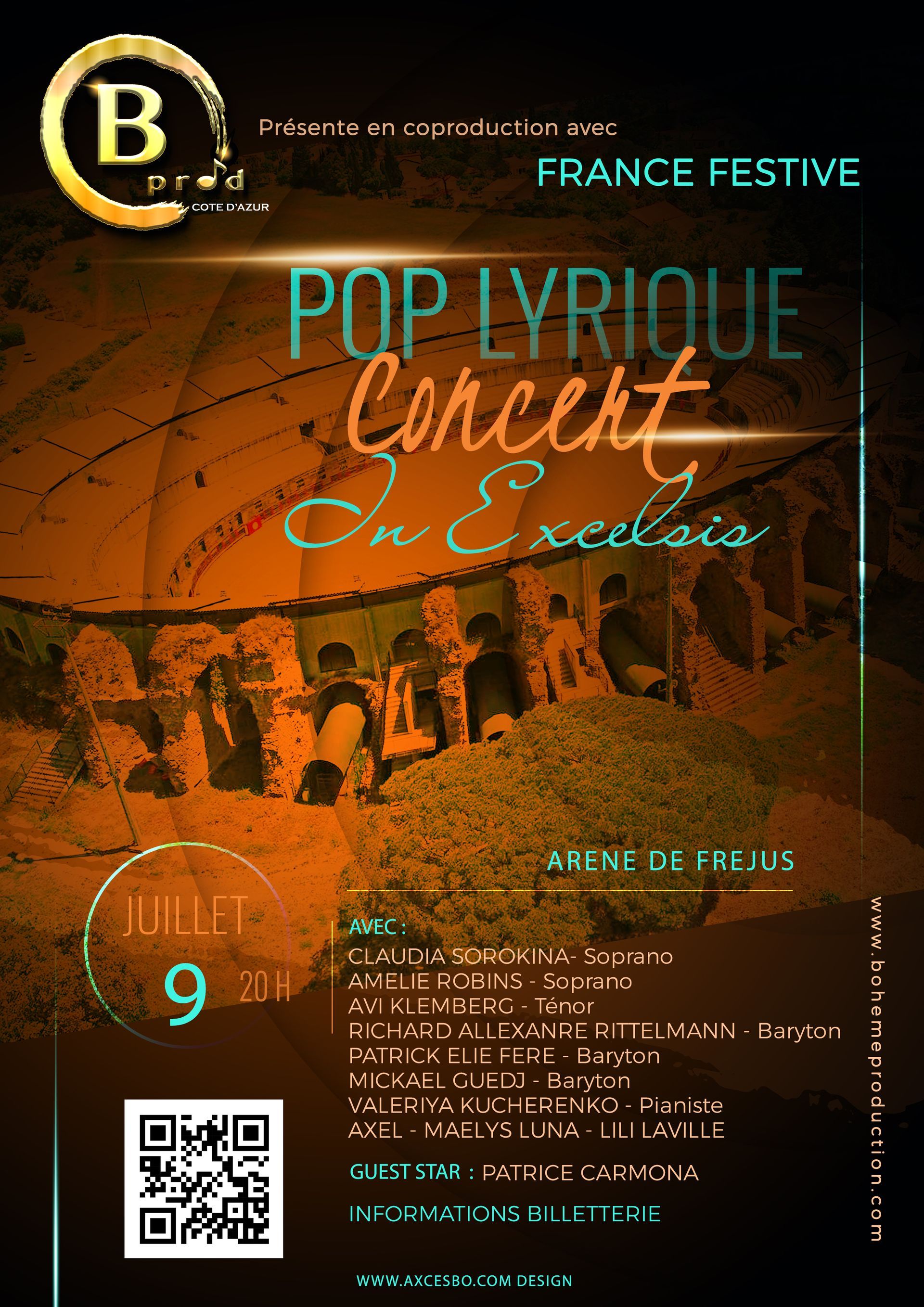 Affiche du concert Bohème Production — Arènes de Fréjus · juillet 2023