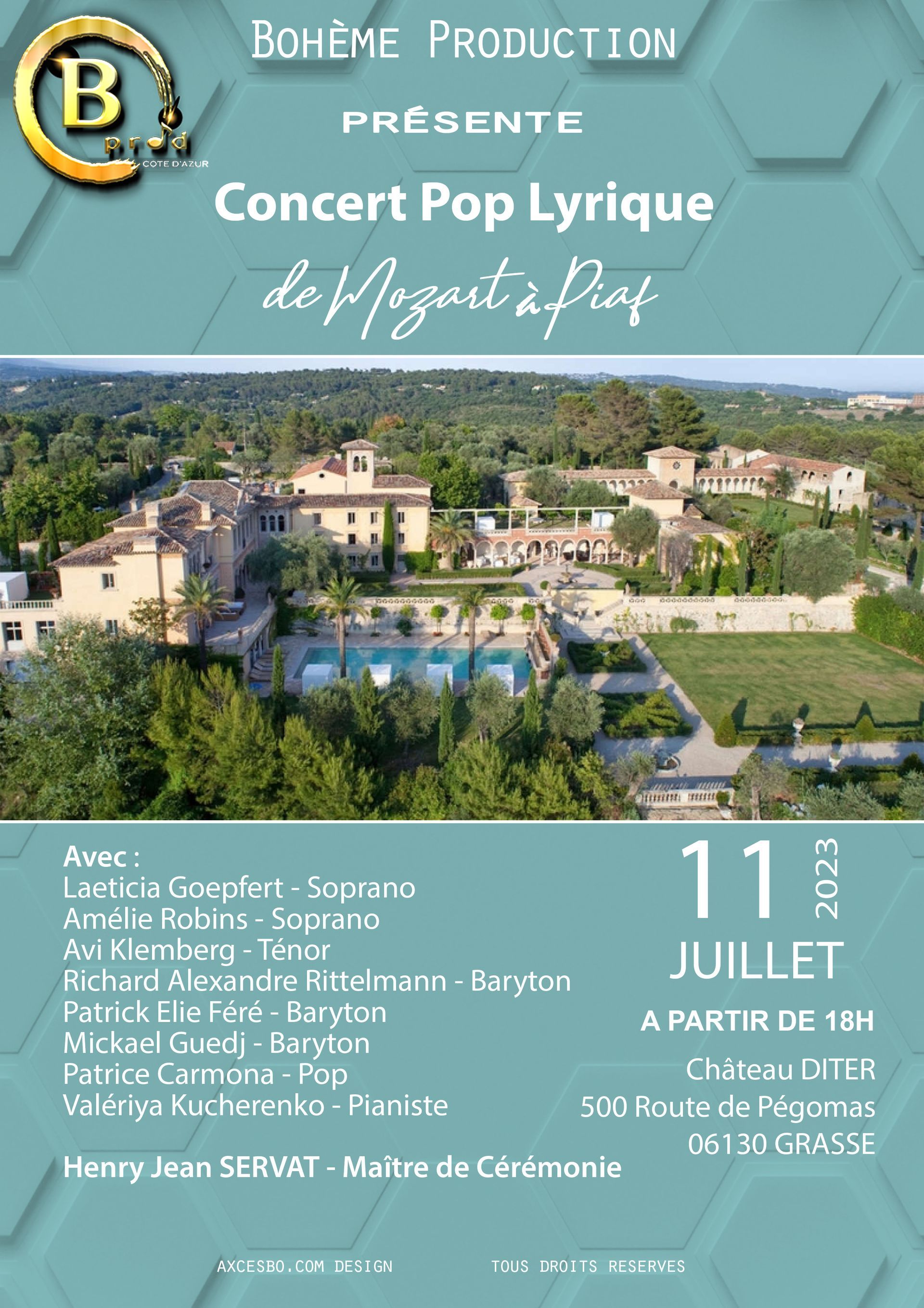 Affiche du concert Bohème Production — Château Diter · Grasse