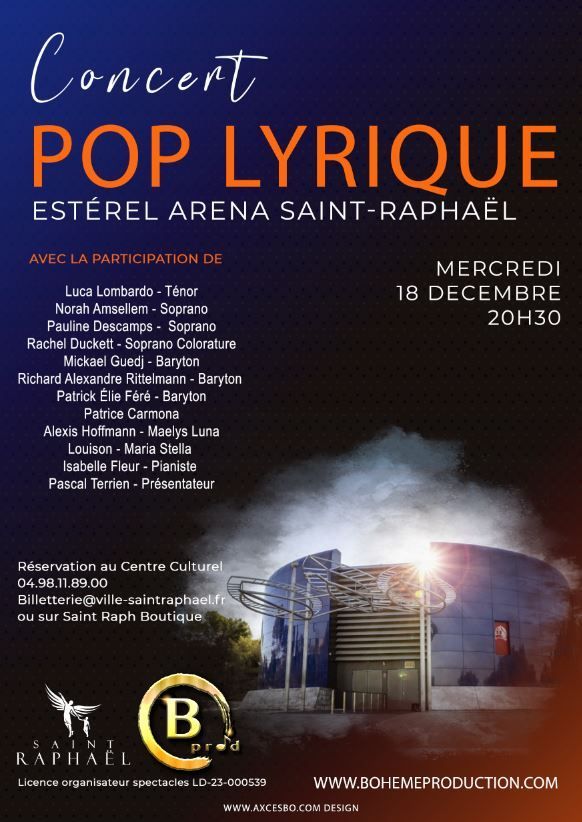 Affiche du concert Bohème Production — Esterel Arena · Saint-Raphaël