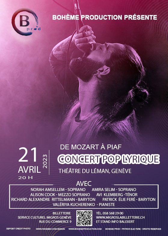 Affiche du concert Bohème Production — Genève · Studio Mercure
