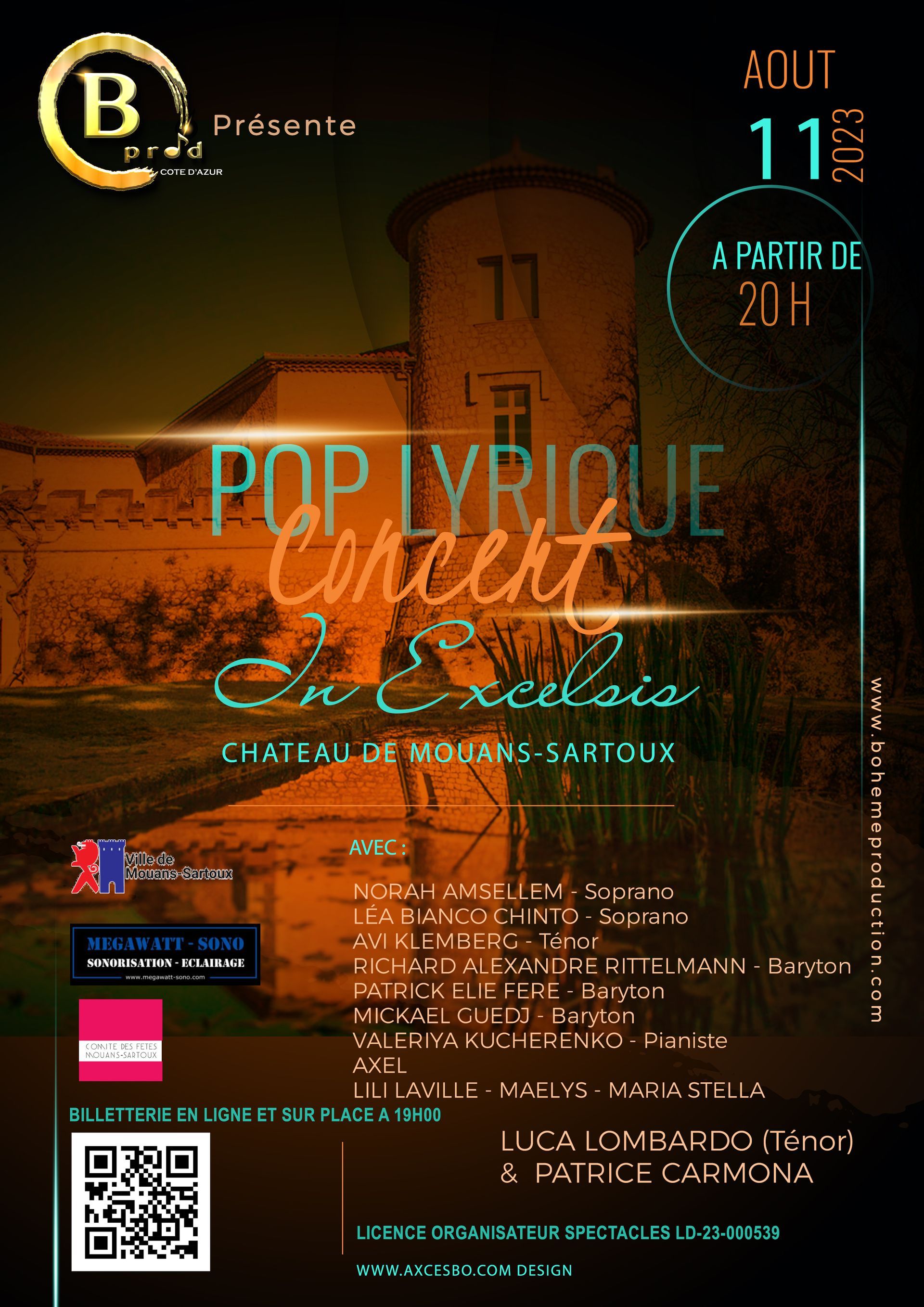 Affiche du concert Bohème Production — Mouans-Sartoux · août 2023