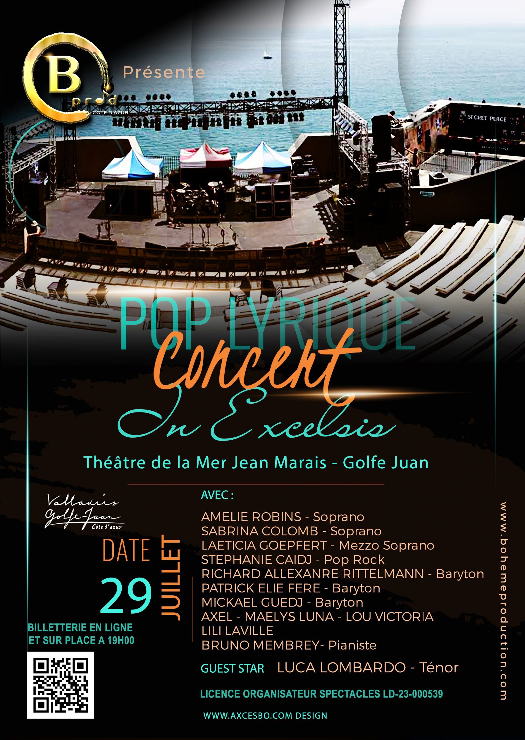 Affiche du concert Bohème Production — Théâtre de la Mer · Golfe-Juan